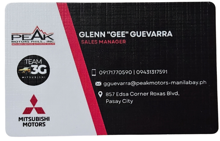 Calling card of Glenn Gee Guevarra, Sales Manager